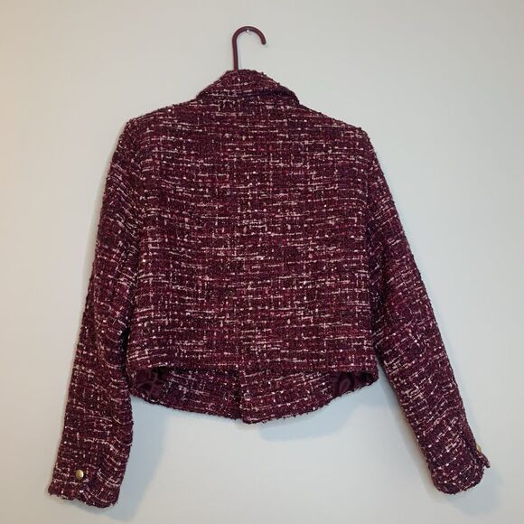 House of Harlow 1960 Tweed Blazer Cropped Pink Academia - Size Medium - Picture 7 of 13